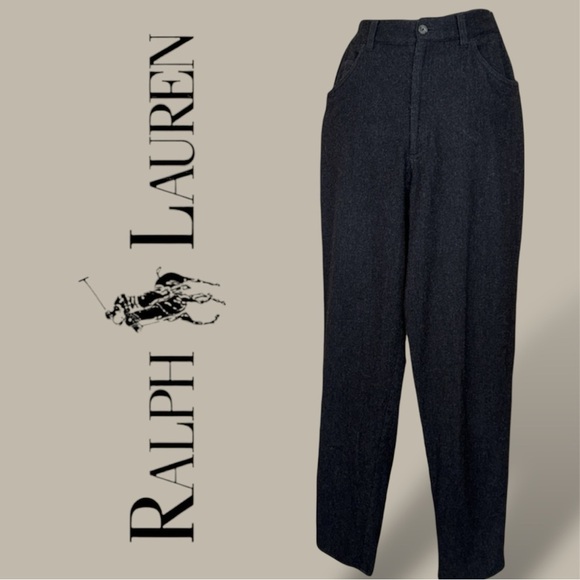 Vintage Lauren Ralph Lauren Wool Trousers Classic 5 Pocket Charcoal Gray Y2K - Picture 4 of 15